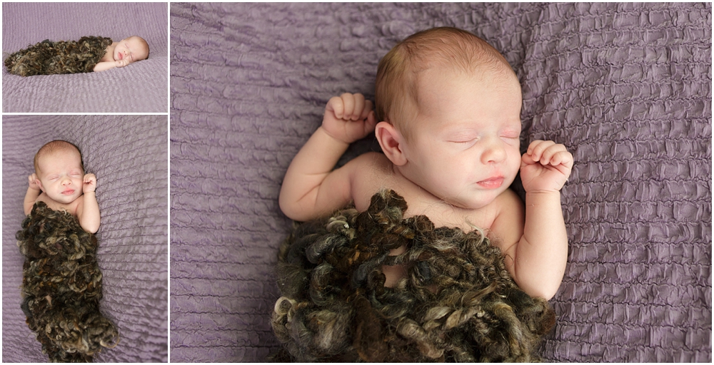 Baby girl on purple blanket