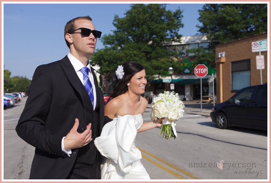 bride and groom in downtown waukesha