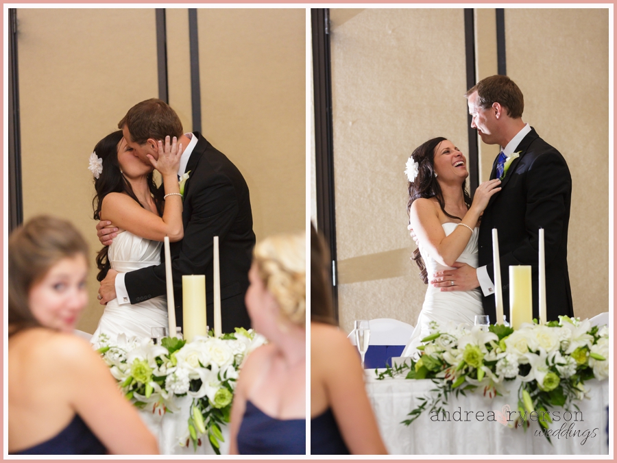 bride and groom kiss Brookfield Wisconsin wedding