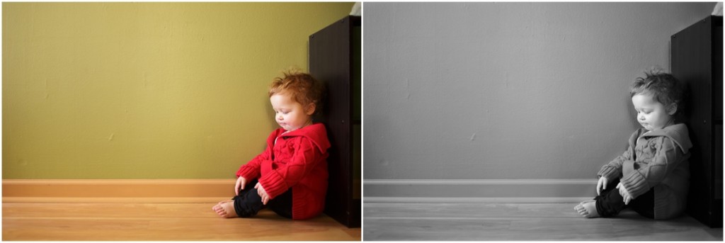 Young girl sitting in hallway using natural light from door