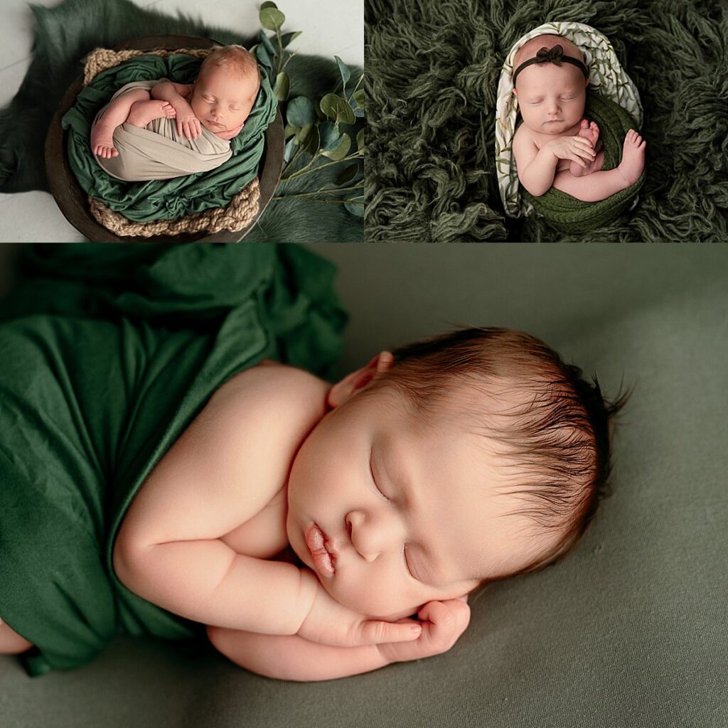 newborn photos with green